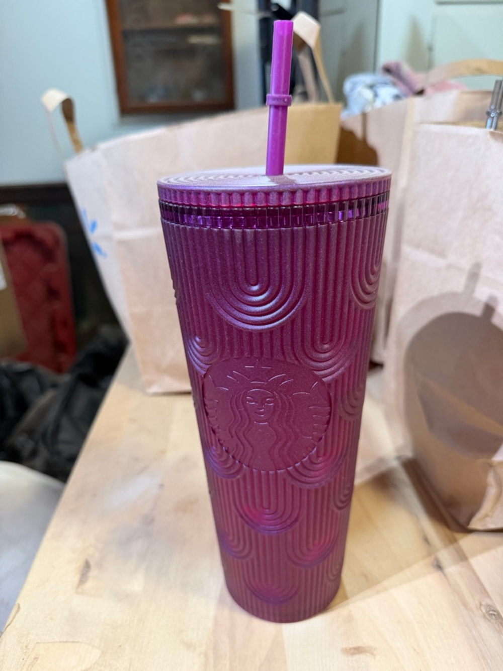 Starbucks Deep Plum Textured Reusable Tumbler with Straw